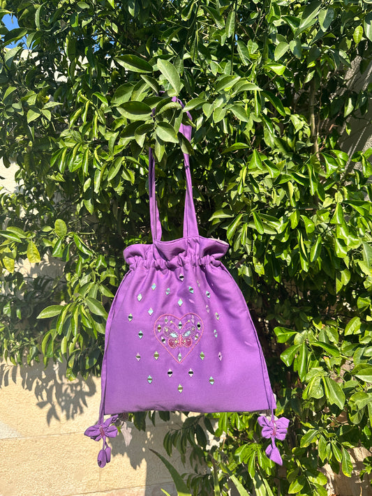 Purple Butterfly Tie Tote Bag